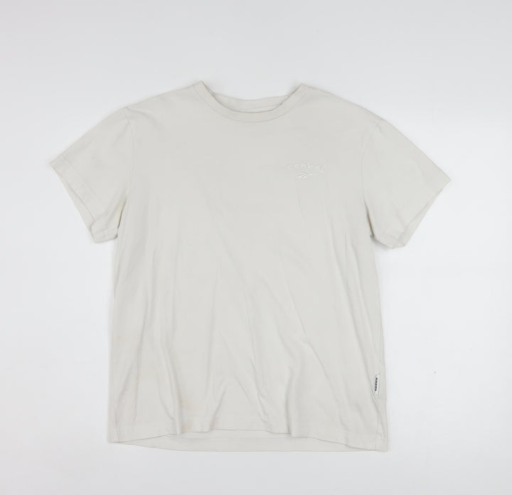 Reebok Women Ivory Cotton Short Sleeve T-Shirt S