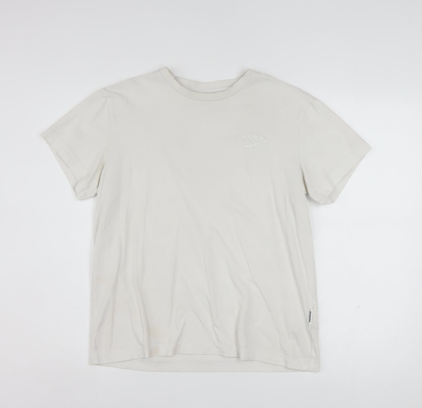 Reebok Women Ivory Cotton Short Sleeve T-Shirt S