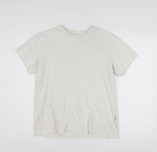Reebok Women Ivory Cotton Short Sleeve T-Shirt S