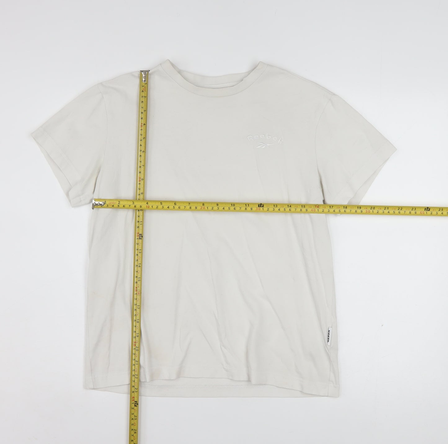 Reebok Women Ivory Cotton Short Sleeve T-Shirt S