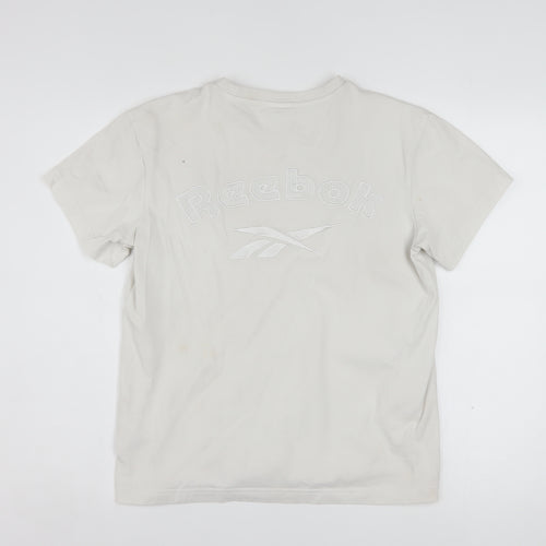 Reebok Women Ivory Cotton Short Sleeve T-Shirt S