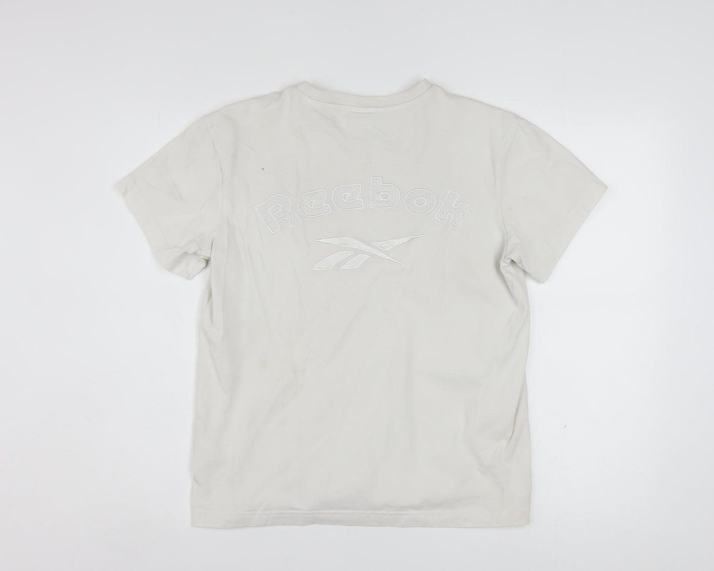 Reebok Women Ivory Cotton Short Sleeve T-Shirt S