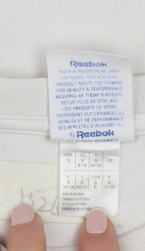 Reebok Women Ivory Cotton Short Sleeve T-Shirt S