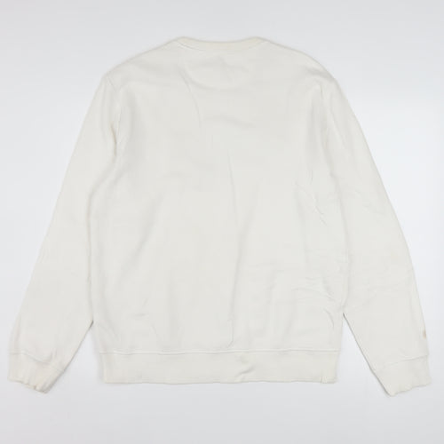 Calvin Klein Jeans Men's White Logo Sweatshirt M Pullover Crew Neck