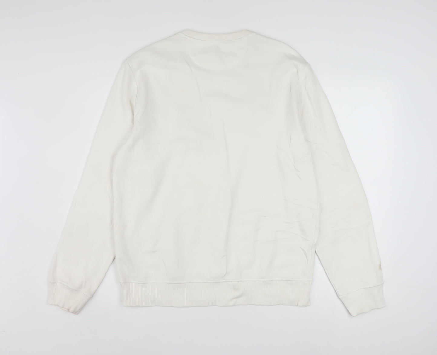 Calvin Klein Jeans Men's White Logo Sweatshirt M Pullover Crew Neck