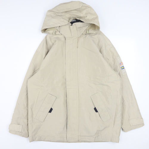 JM Sport Men's Beige Hooded Waterproof Parka Jacket Size M
