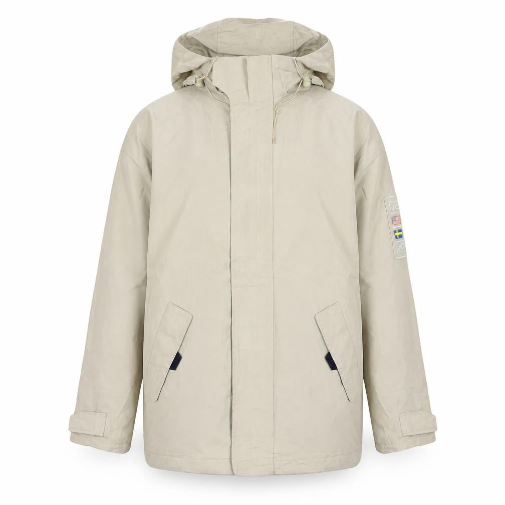 JM Sport Men's Beige Hooded Waterproof Parka Jacket Size M