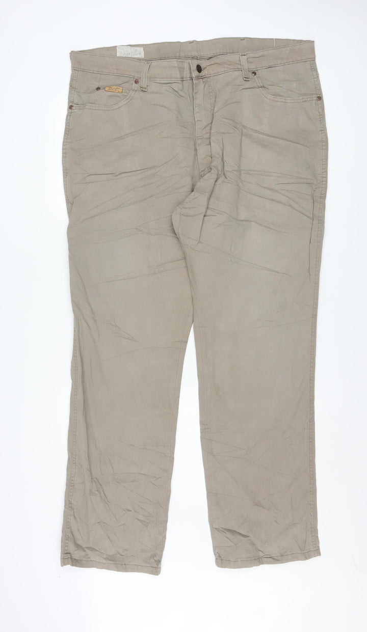 Wrangler Men's Beige Chino Trousers Size 42 Straight Fit