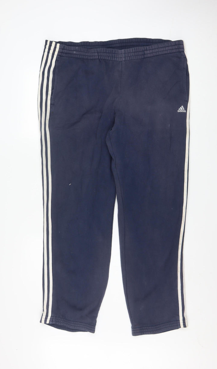 Adidas Men's Blue XL Track Pants with Side Stripes