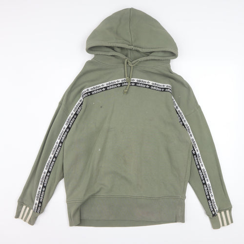 Adidas Womens Green Pullover Hoodie Size 10 Cotton Blend Casual