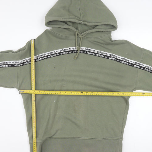 Adidas Womens Green Pullover Hoodie Size 10 Cotton Blend Casual