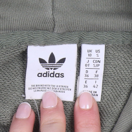 Adidas Womens Green Pullover Hoodie Size 10 Cotton Blend Casual