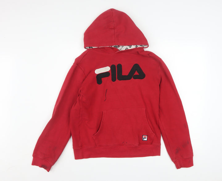 Fila Boys Red XL Hoodie Pullover Cotton Blend Logo Hooded Sweatshirt
