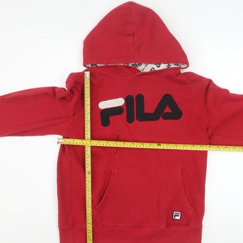 Fila Boys Red XL Hoodie Pullover Cotton Blend Logo Hooded Sweatshirt