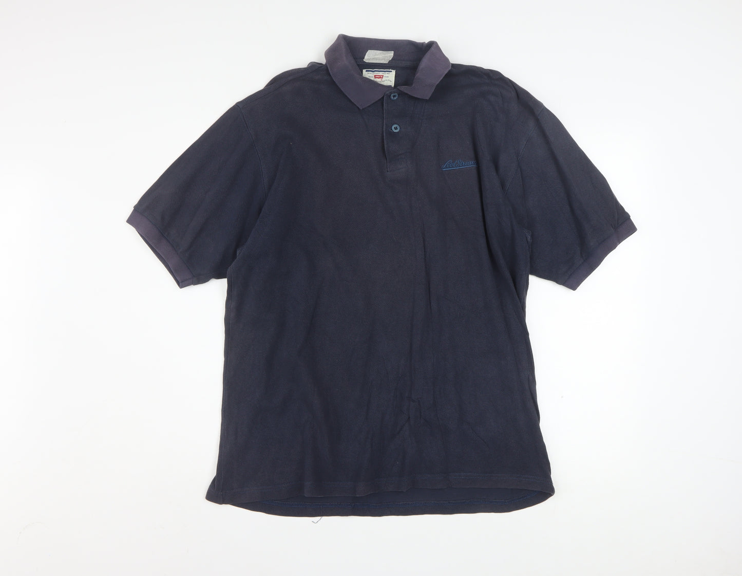 Levi's Men's Blue XL Regular Fit Cotton Short Sleeve Polo Shirt