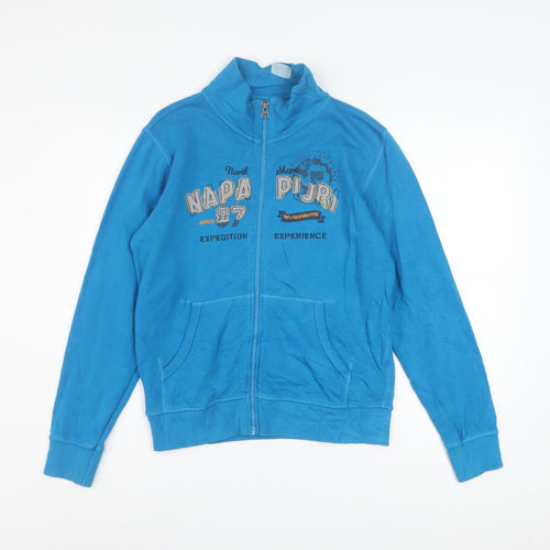 Napapijri Boys Blue Track Jacket Size 12 Years Full Zip Logo Activewear