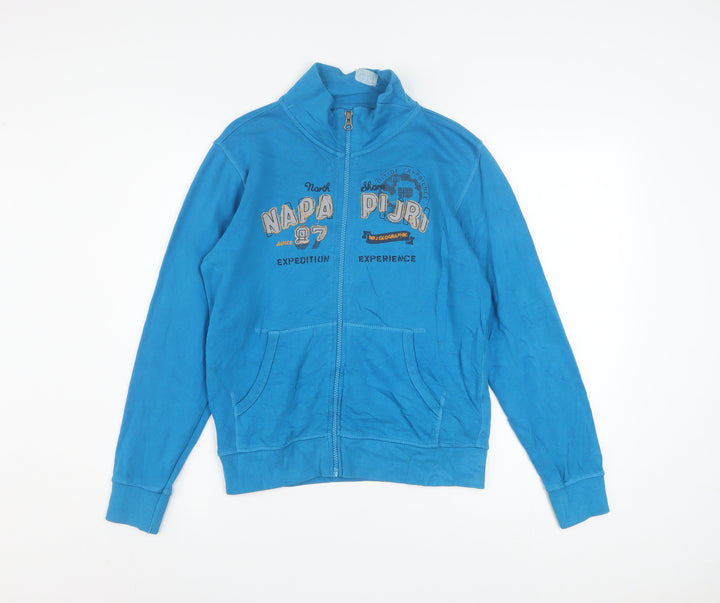 Napapijri Boys Blue Track Jacket Size 12 Years Full Zip Logo Activewear