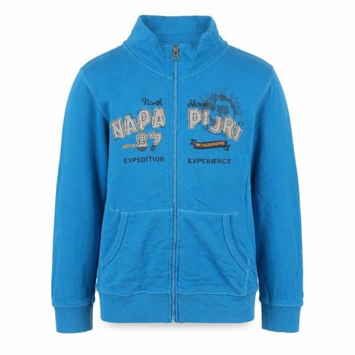 Napapijri Boys Blue Track Jacket Size 12 Years Full Zip Logo Activewear