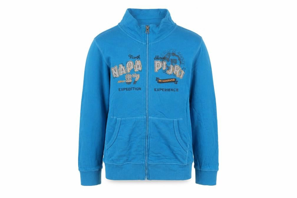 Napapijri Boys Blue Track Jacket Size 12 Years Full Zip Logo Activewear