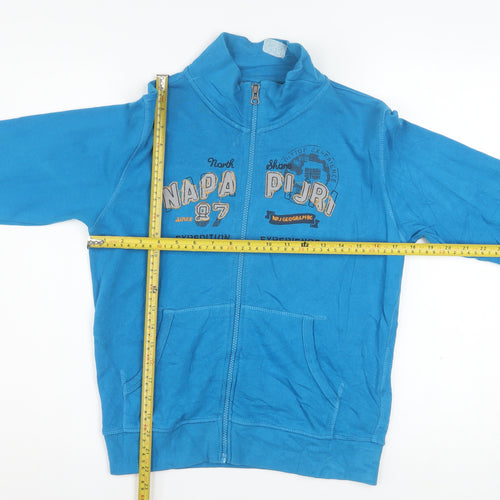 Napapijri Boys Blue Track Jacket Size 12 Years Full Zip Logo Activewear