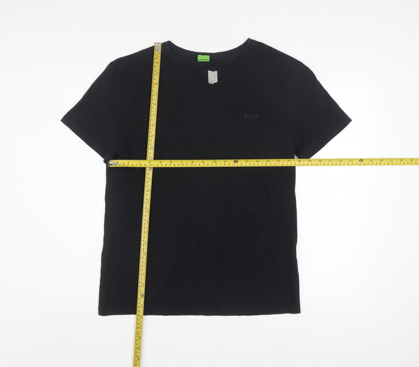 Hugo Boss Men Black Slim Fit V-Neck Cotton T-Shirt Size L
