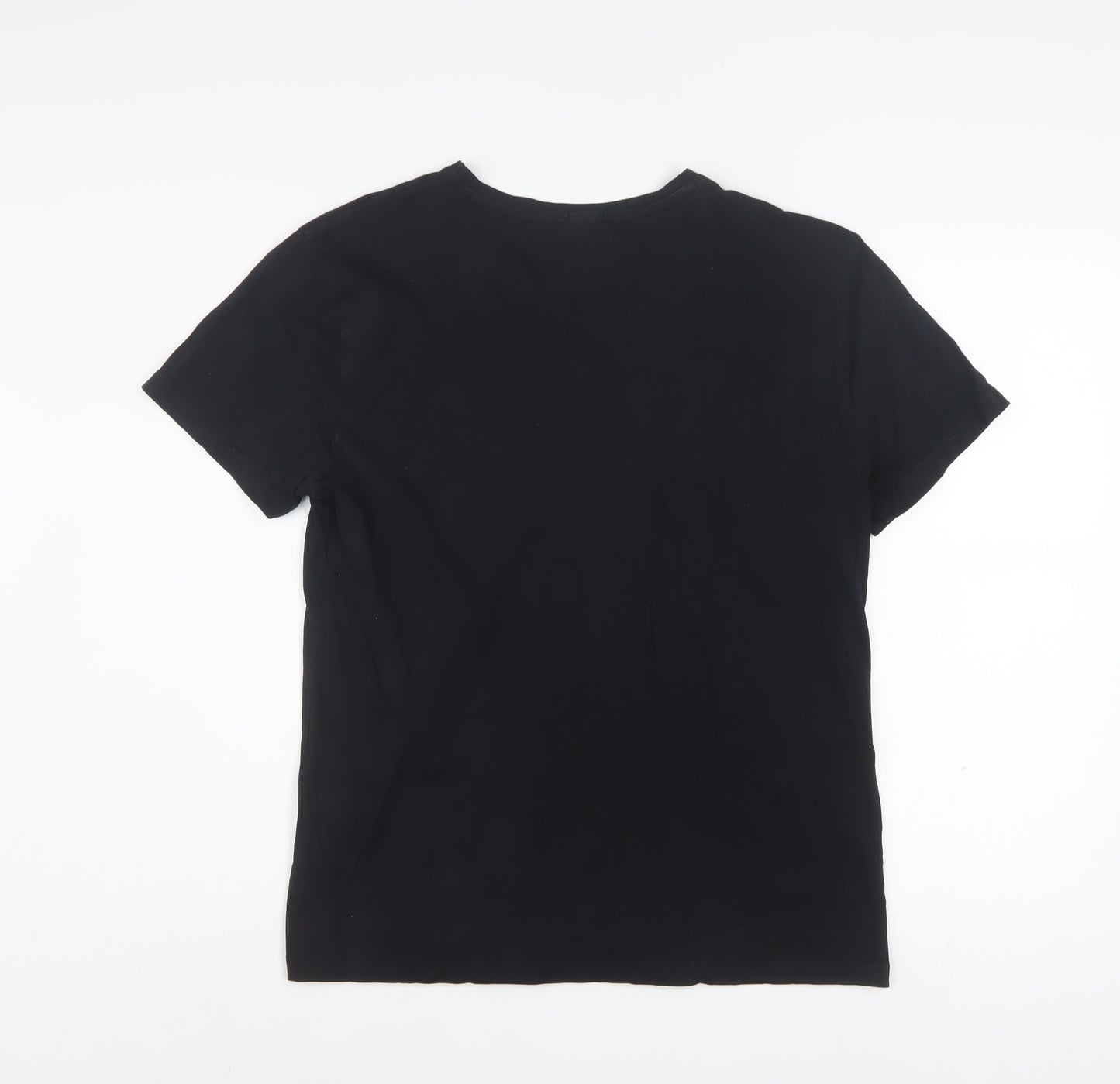 Hugo Boss Men Black Slim Fit V-Neck Cotton T-Shirt Size L