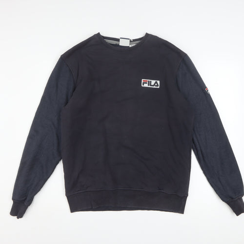 FILA Men's Black Medium Pullover Sweatshirt Crew Neck Logo Sportswear