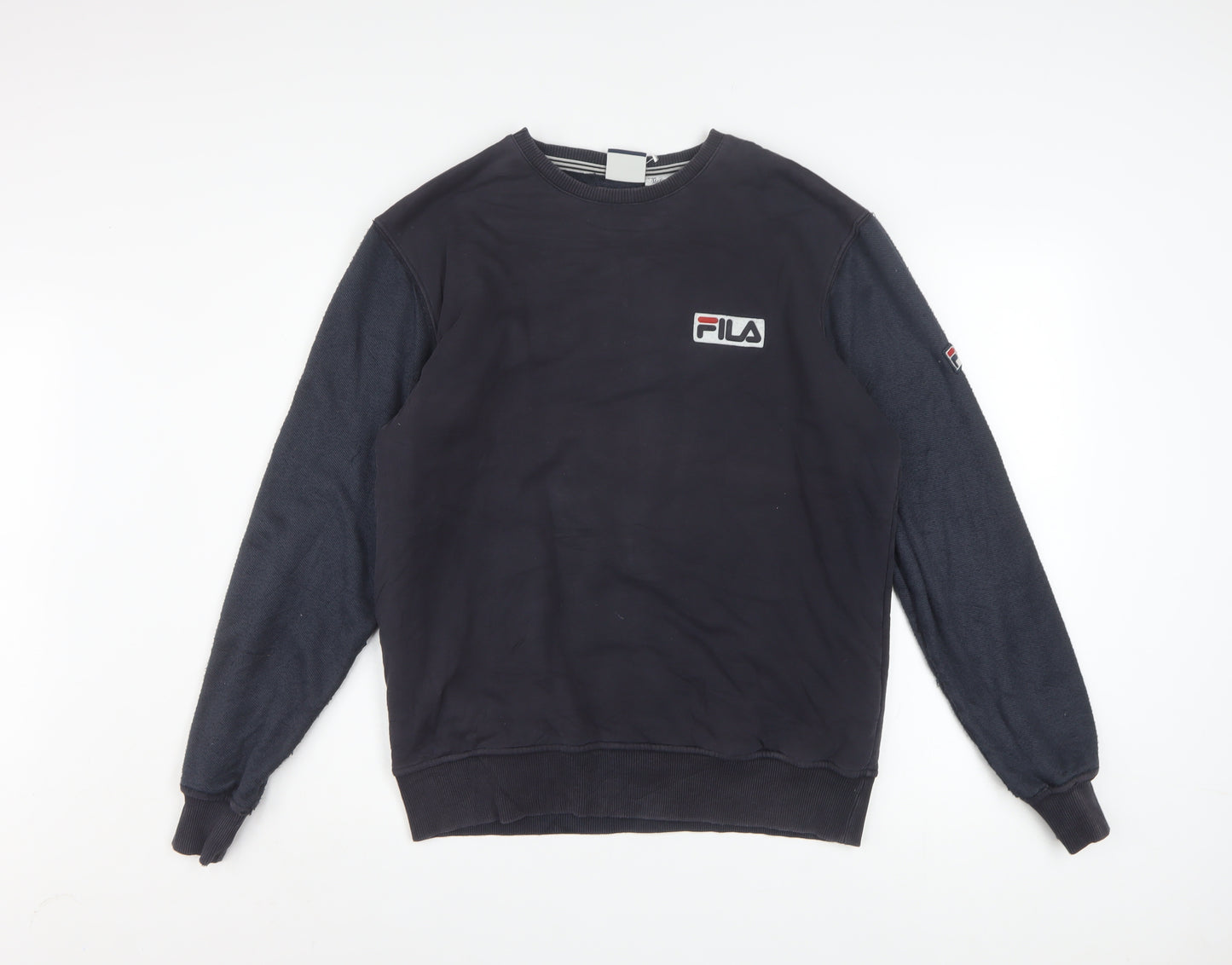 FILA Men's Black Medium Pullover Sweatshirt Crew Neck Logo Sportswear