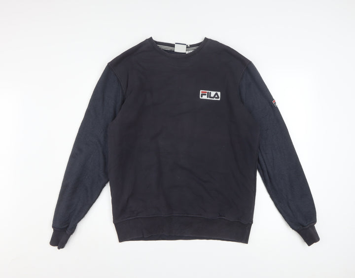 FILA Men's Black Medium Pullover Sweatshirt Crew Neck Logo Sportswear