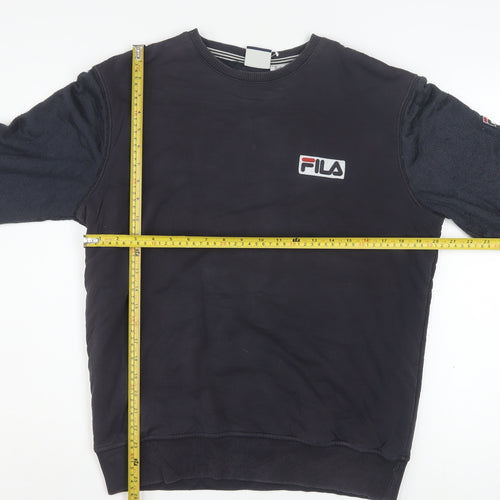 FILA Men's Black Medium Pullover Sweatshirt Crew Neck Logo Sportswear