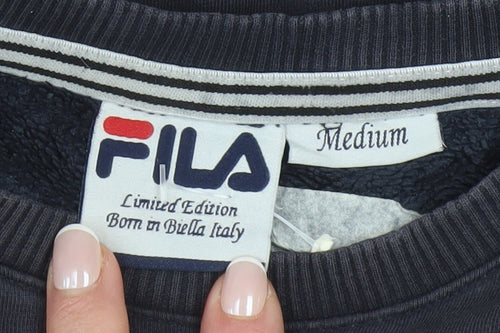 FILA Men's Black Medium Pullover Sweatshirt Crew Neck Logo Sportswear