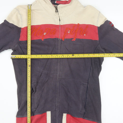 Napapijri Men's Beige Red Blue Track Jacket Size M Full Zip Cotton