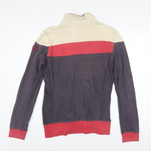 Napapijri Men's Beige Red Blue Track Jacket Size M Full Zip Cotton