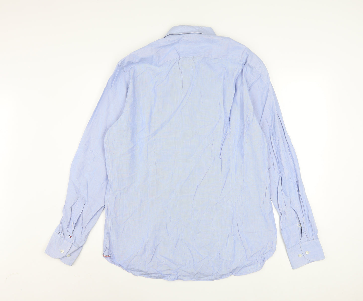 Tommy Hilfiger Men's Blue Striped Slim Fit Long Sleeve Button-Up Shirt Size 16