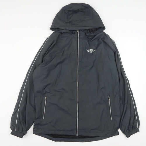 Umbro Mens Black XL Hooded Windbreaker Jacket