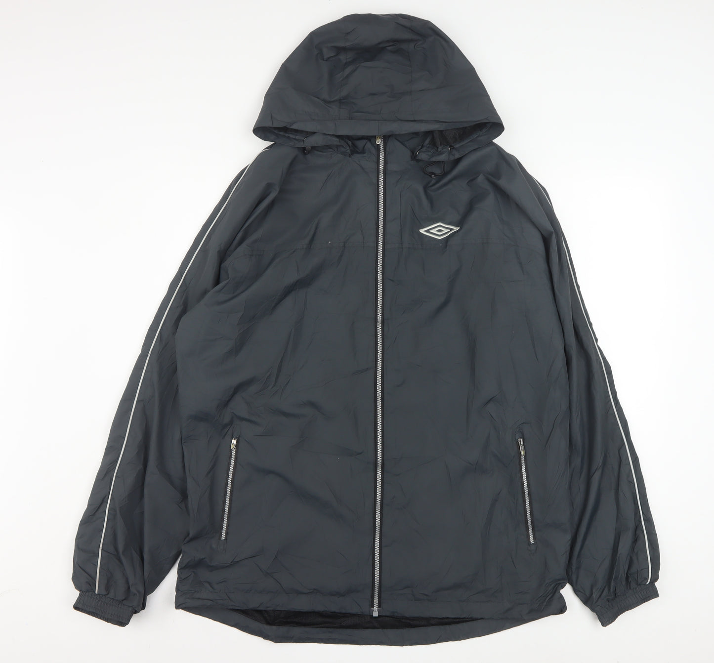 Umbro Mens Black XL Hooded Windbreaker Jacket