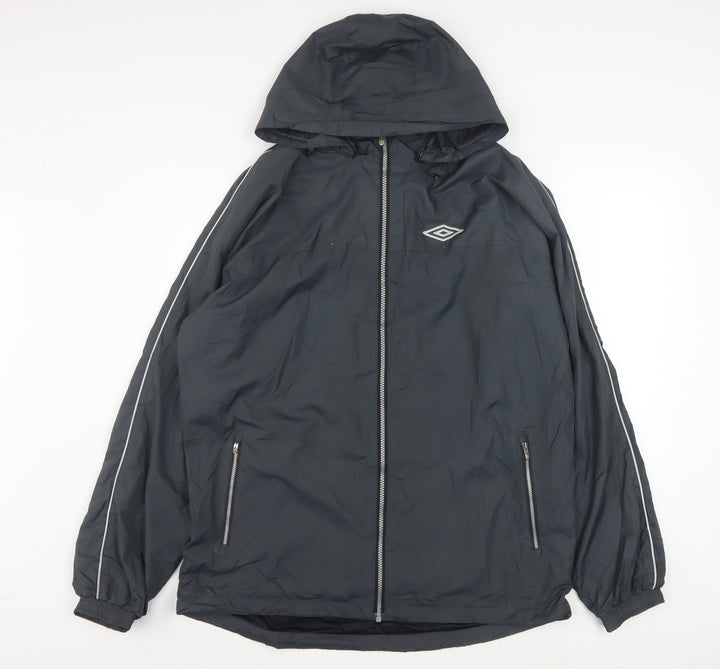 Umbro Mens Black XL Hooded Windbreaker Jacket