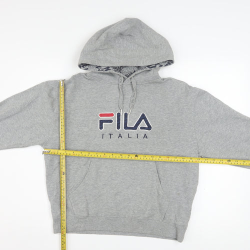 Fila Boys Grey Pullover Hoodie L Graphic Print Fleece Sweatshirt