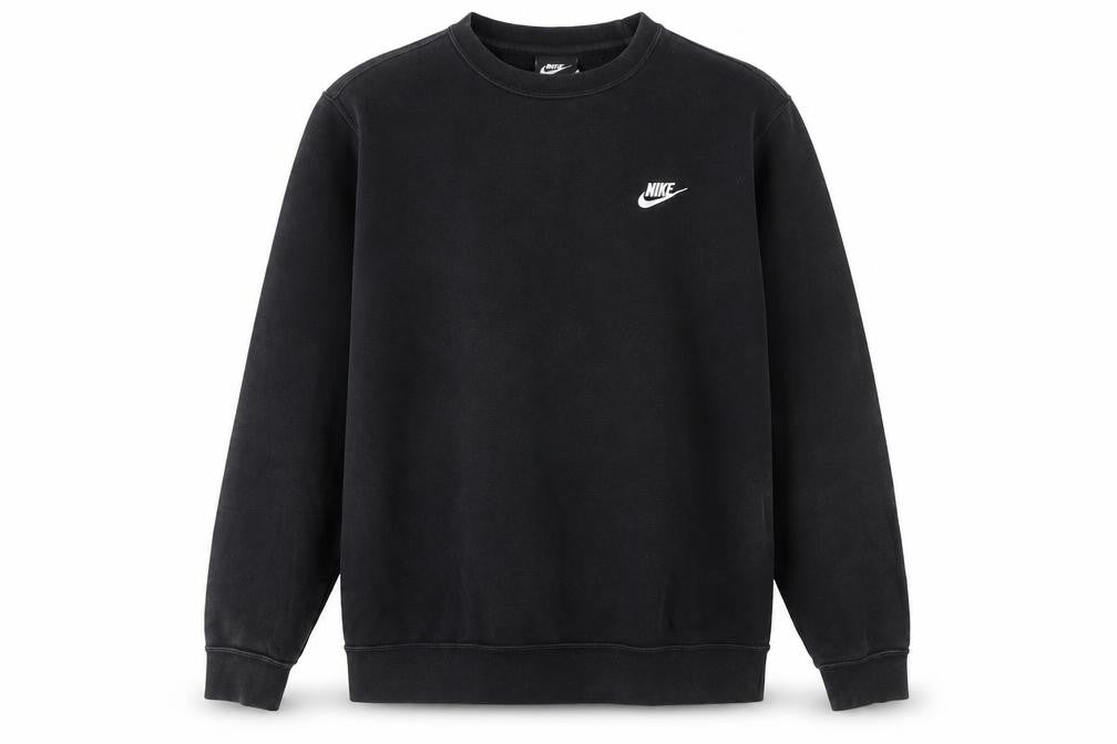 Front view of Nike Men's Black Large Crew Neck Pullover Sweatshirt