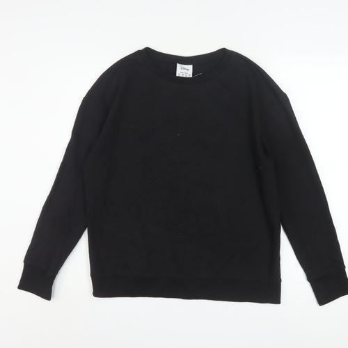 Disney Womens Black Minnie Mouse Embossed Pullover Sweatshirt Size 12