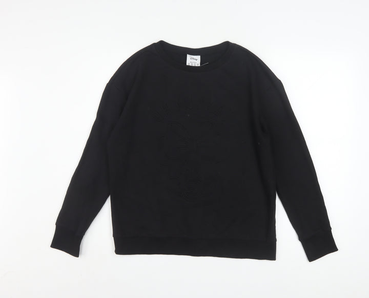 Disney Womens Black Minnie Mouse Embossed Pullover Sweatshirt Size 12