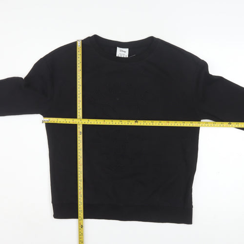 Disney Womens Black Minnie Mouse Embossed Pullover Sweatshirt Size 12