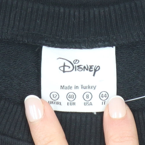 Disney Womens Black Minnie Mouse Embossed Pullover Sweatshirt Size 12