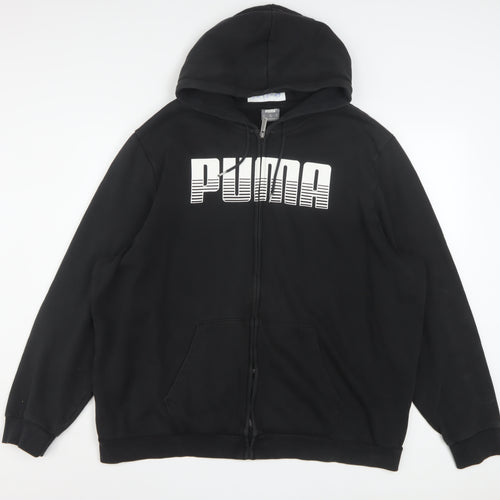Puma Mens Black XXL Full Zip Hoodie Cotton Blend Graphic