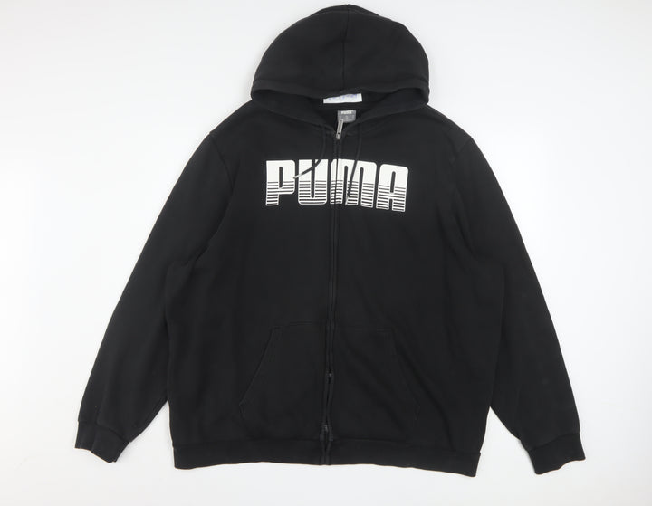 Puma Mens Black XXL Full Zip Hoodie Cotton Blend Graphic