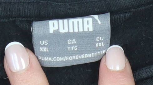 Puma Mens Black XXL Full Zip Hoodie Cotton Blend Graphic
