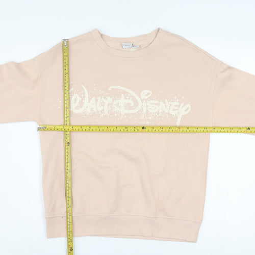 Disney Women Beige XS Pullover Sweatshirt with Logo Print