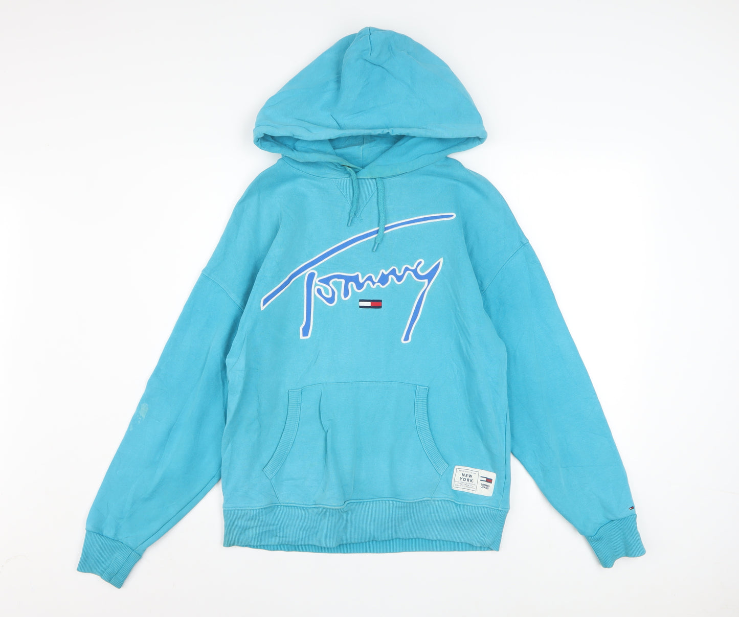 Tommy Jeans Mens Blue XS Pullover Hoodie Logo Graphic Cotton