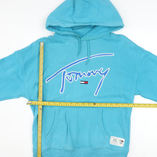 Tommy Jeans Mens Blue XS Pullover Hoodie Logo Graphic Cotton