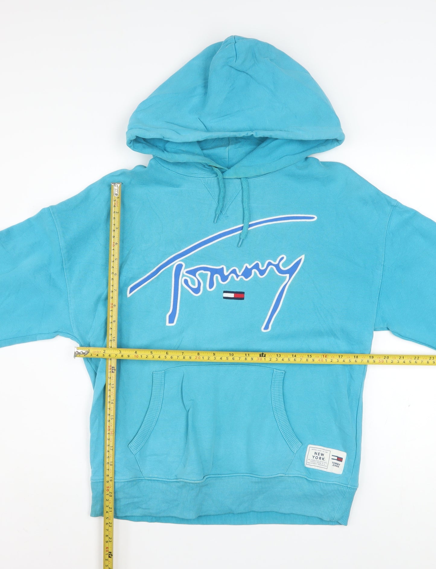 Tommy Jeans Mens Blue XS Pullover Hoodie Logo Graphic Cotton